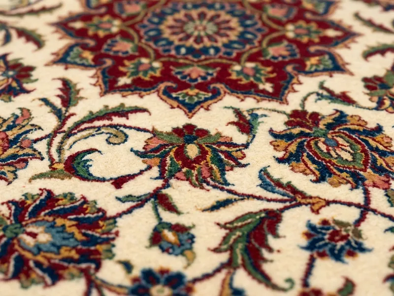 Close-up detail of a 19th century Persian Tabriz carpet